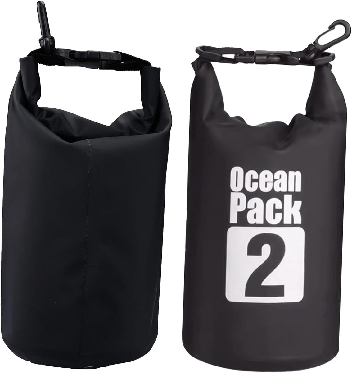 Waterdichte Dry Bag met Verstelbare Schouderriem, Ideaal voor Boot, Kajak, Vissen en Kamperen, Zwart, 2L, Perfect voor Reizen en Avonturen