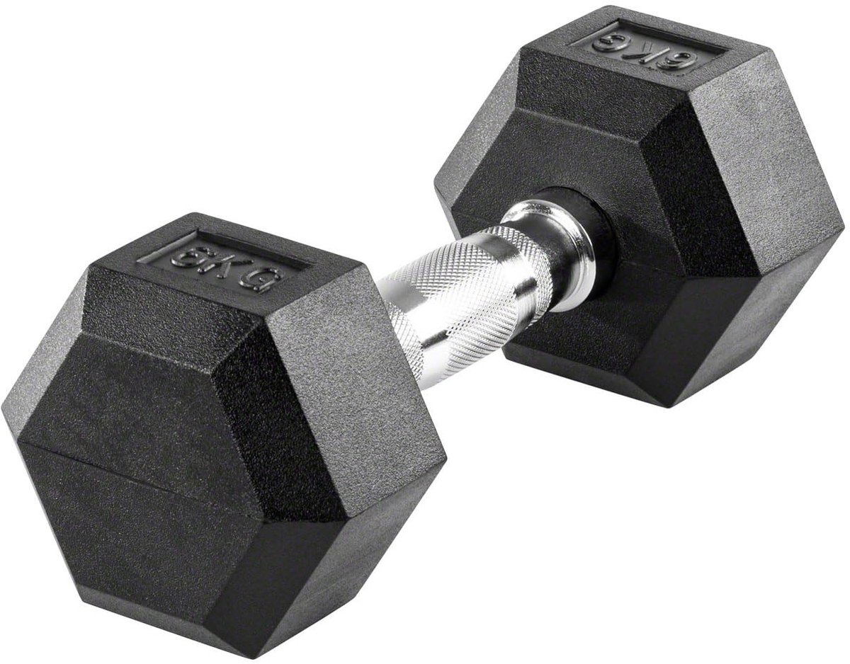 Hexagon Rubber Dumbbell - 1 kg