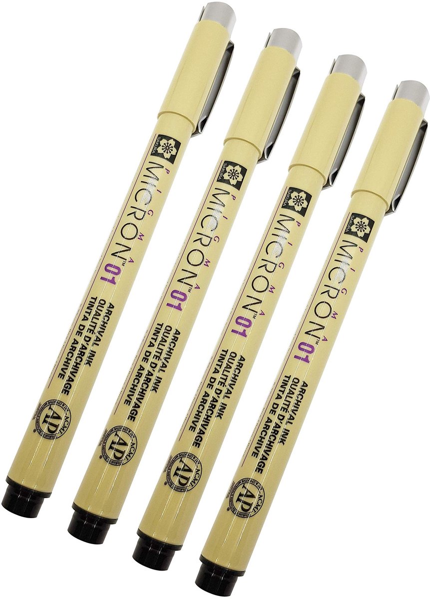 Permanent Marker Set - Fijn - Zwart - 4 Stuks