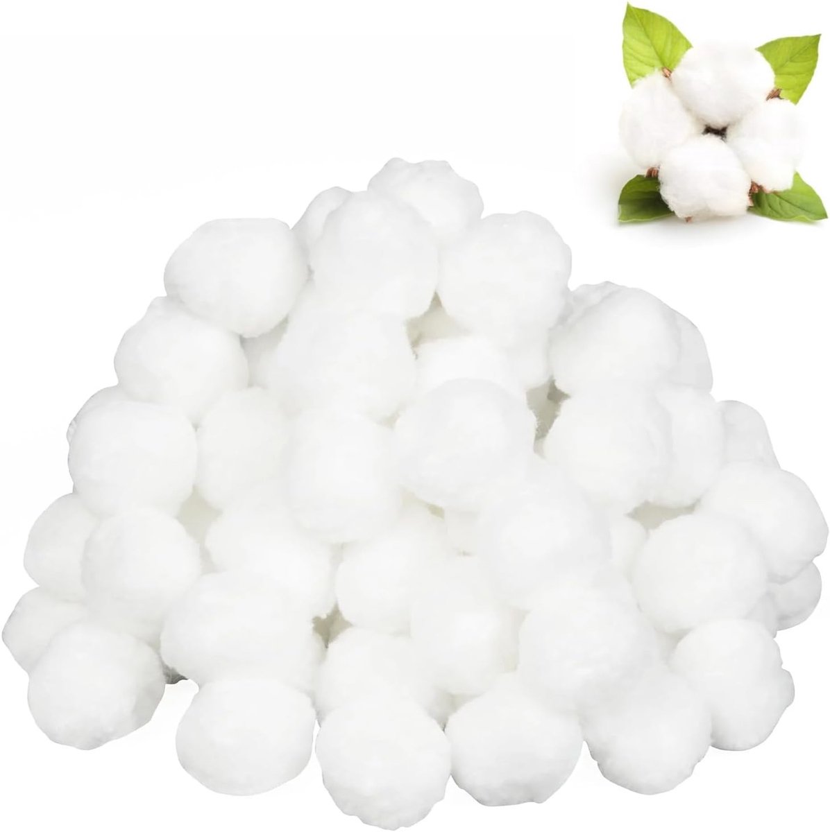 Witte wattenbollen voor make-up, 200 stuks, ideaal voor schoonmaken, aanbrengen en verwijderen van make-up