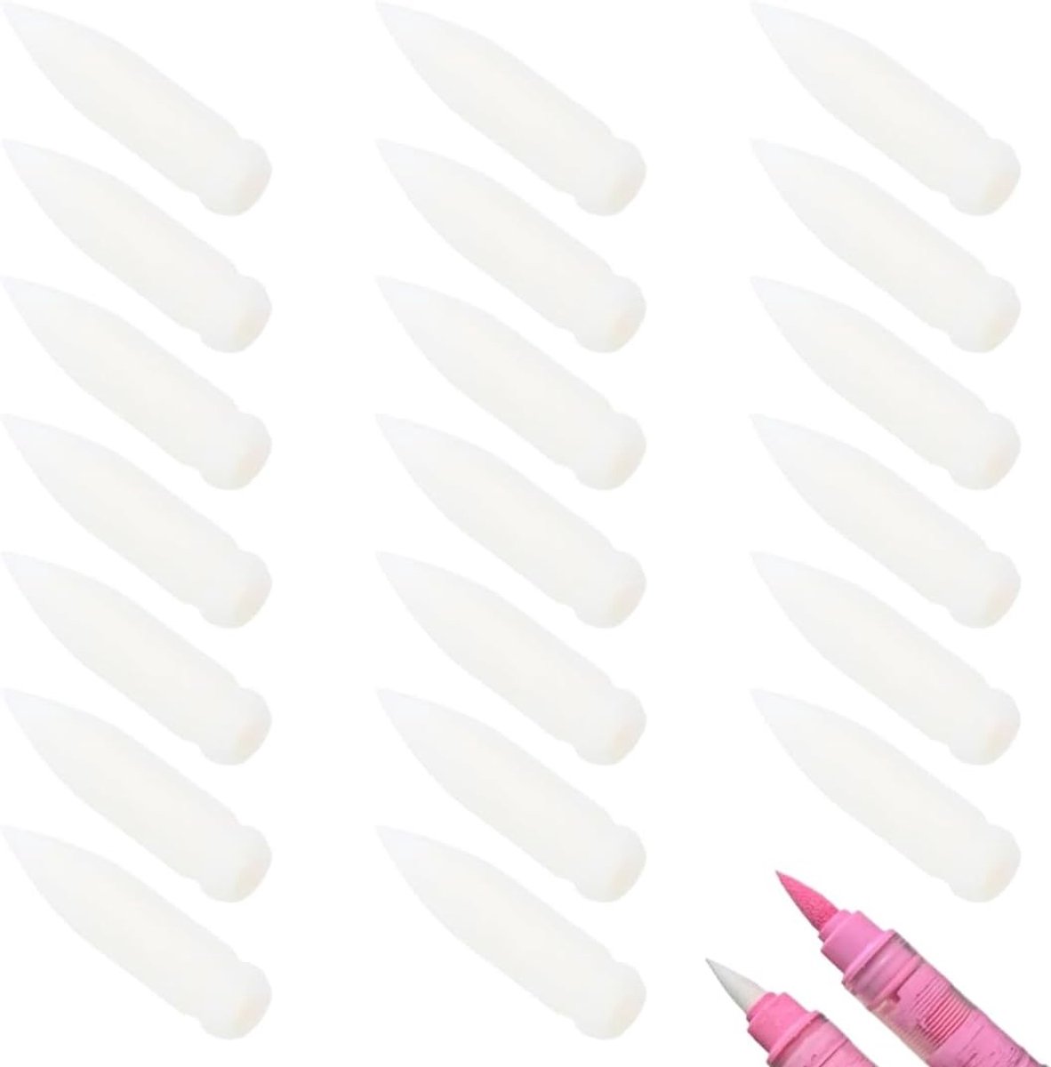 20 Vervangborstels met Zachte Punt voor Acrylverf Markers, Fijne Nylon Tips, Navulbare Penselen voor Tekenen en Schrijven