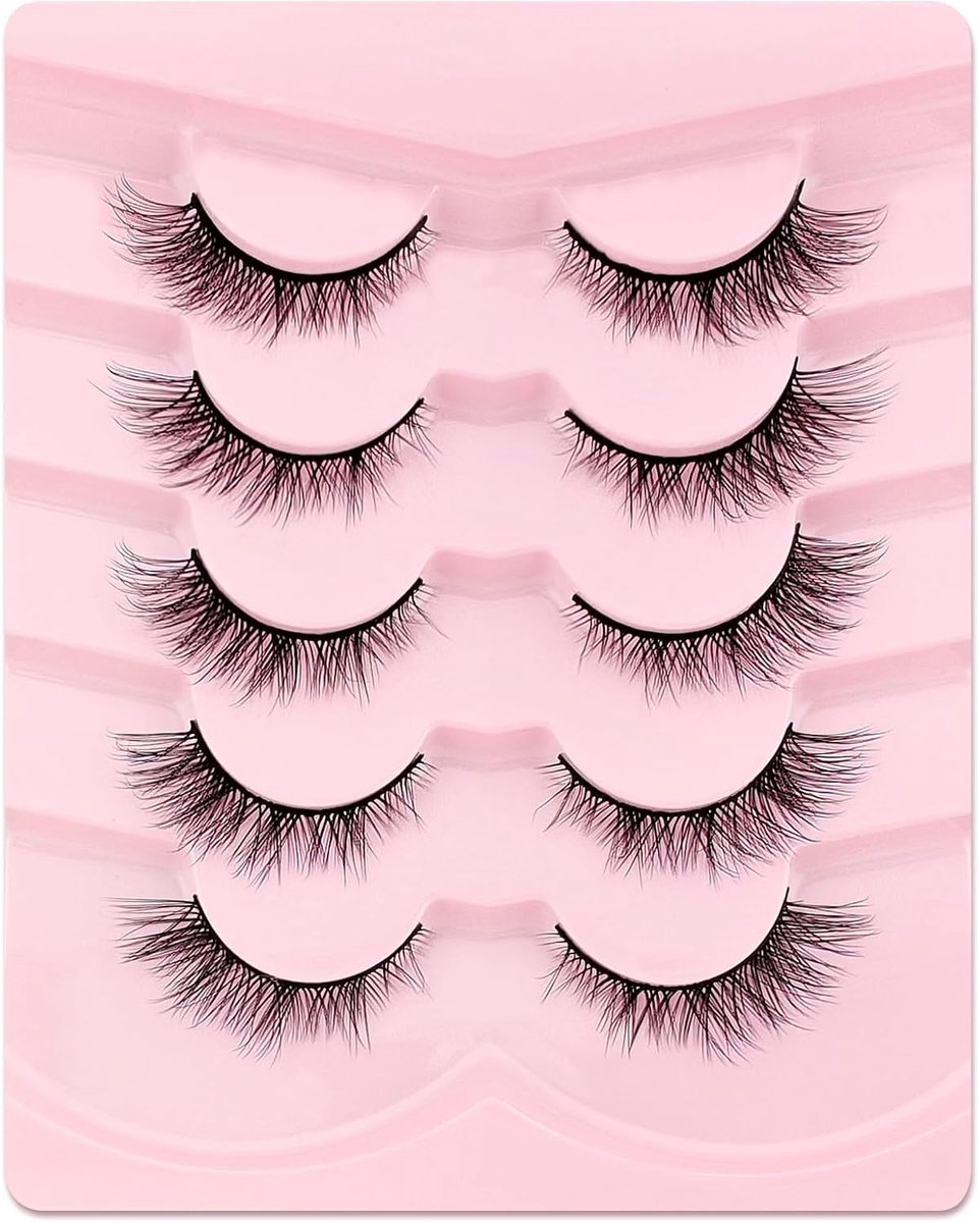 Valse Wimpers Cat Eye - Fluffy Volume, Krullend en Natuurlijke Look - Herbruikbare Handgemaakte Wimpers, 5 Paar