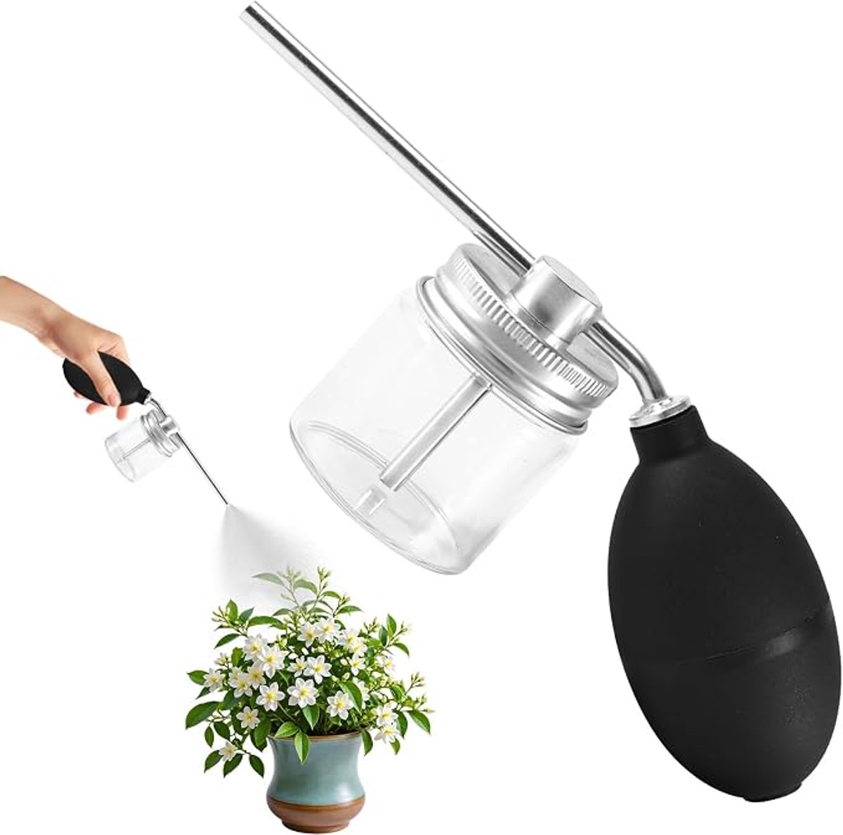 KZQ Kieselgur Atomiser Hand Device Powder Spray 50 ml Pebble Spray with Metal Tube and Powder Holder Powder Spray with Airbag Powder Spray Bottle Small Garden for Indoor and Outdoor Garden Work