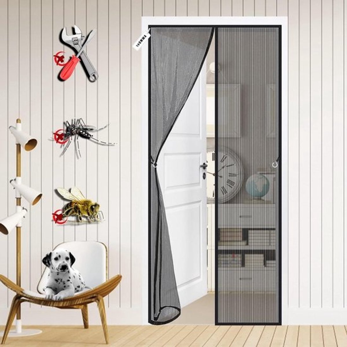 Magnetische Hordeur - Vliegendeur Gordijn - Insecten Buiten Houden - Kinderen en Huisdieren Vriendelijk - 230 x 200 cm - Zwart