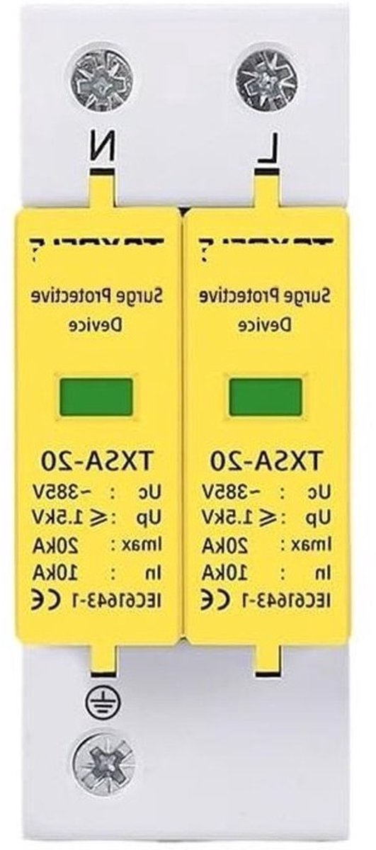 Bliksemafleider 2P - Overspanningsbeveiliging - Bescherming huis - Laagspanning - 40KA - Wit