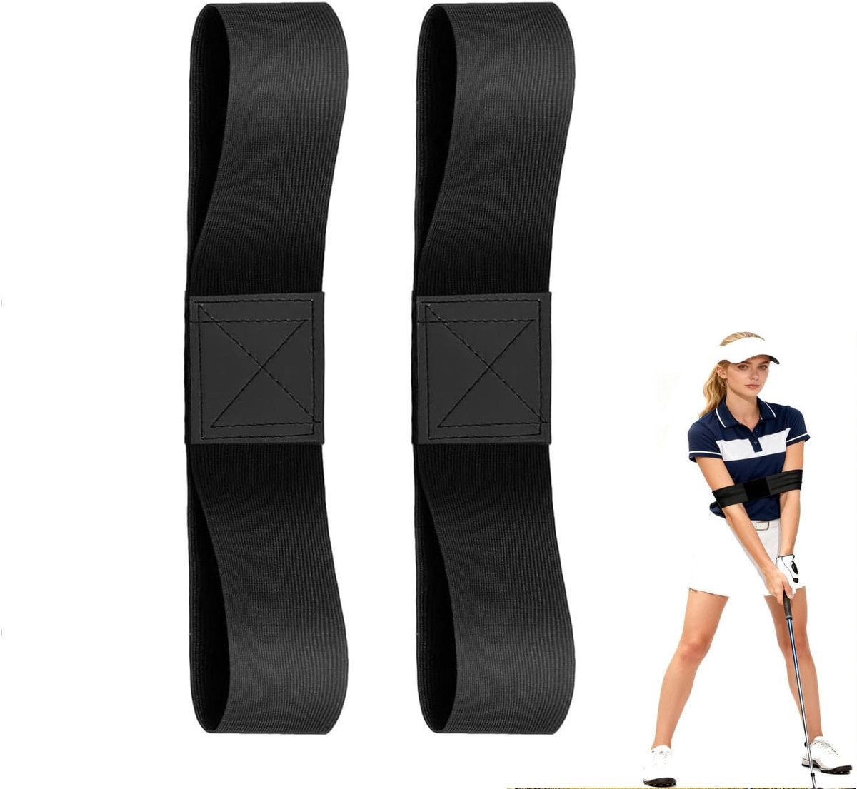 Golf Swing Trainer Set - 2 Stuks Arm en Pols Trainer voor Beginners - Verbeter je Golftechniek en Swingvaardigheden in Zwart