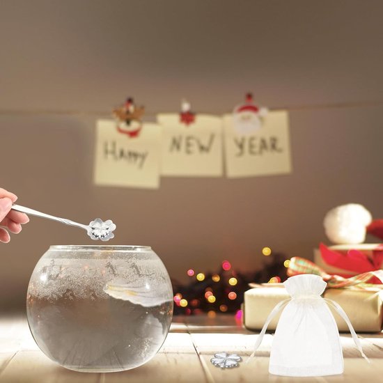 8-delige Gietset voor Oud en Nieuw met Lepel en Organza Tas - Alternatief voor Loodgieten, Perfect voor Feestjes en Creatieve Projecten — afbeelding 4