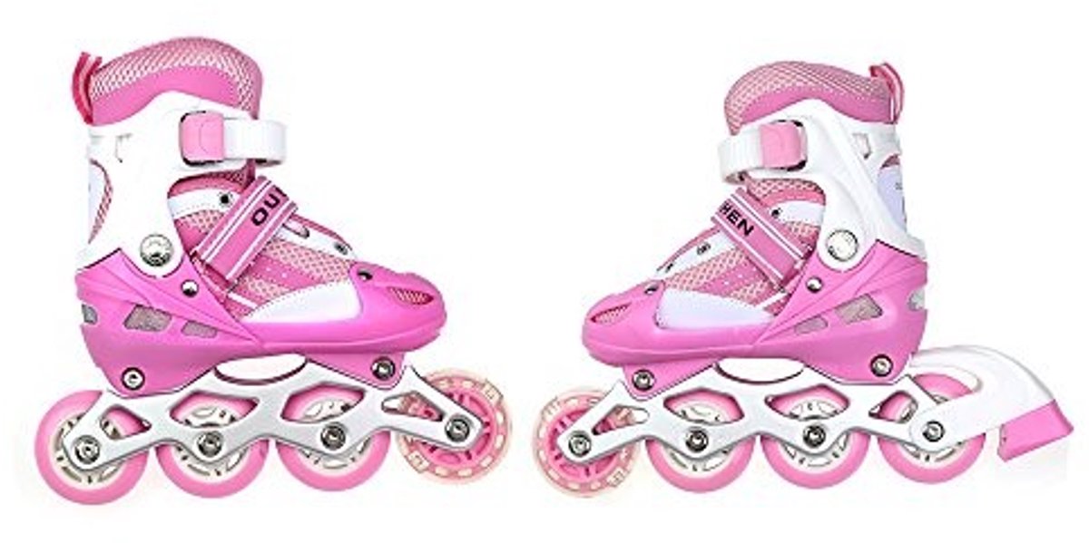 Verstelbare Roze Rollerskates voor Kinderen - Maat S/M