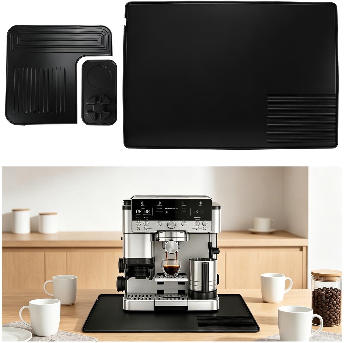 Silicone Koffiemachine Mat - 3-in-1 Antislip Waterdichte Pad - Zwart