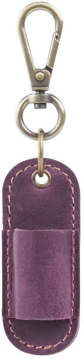 Lederen Houder met Sleutelhanger - Retro Potlood Clip-on - 4 stuks