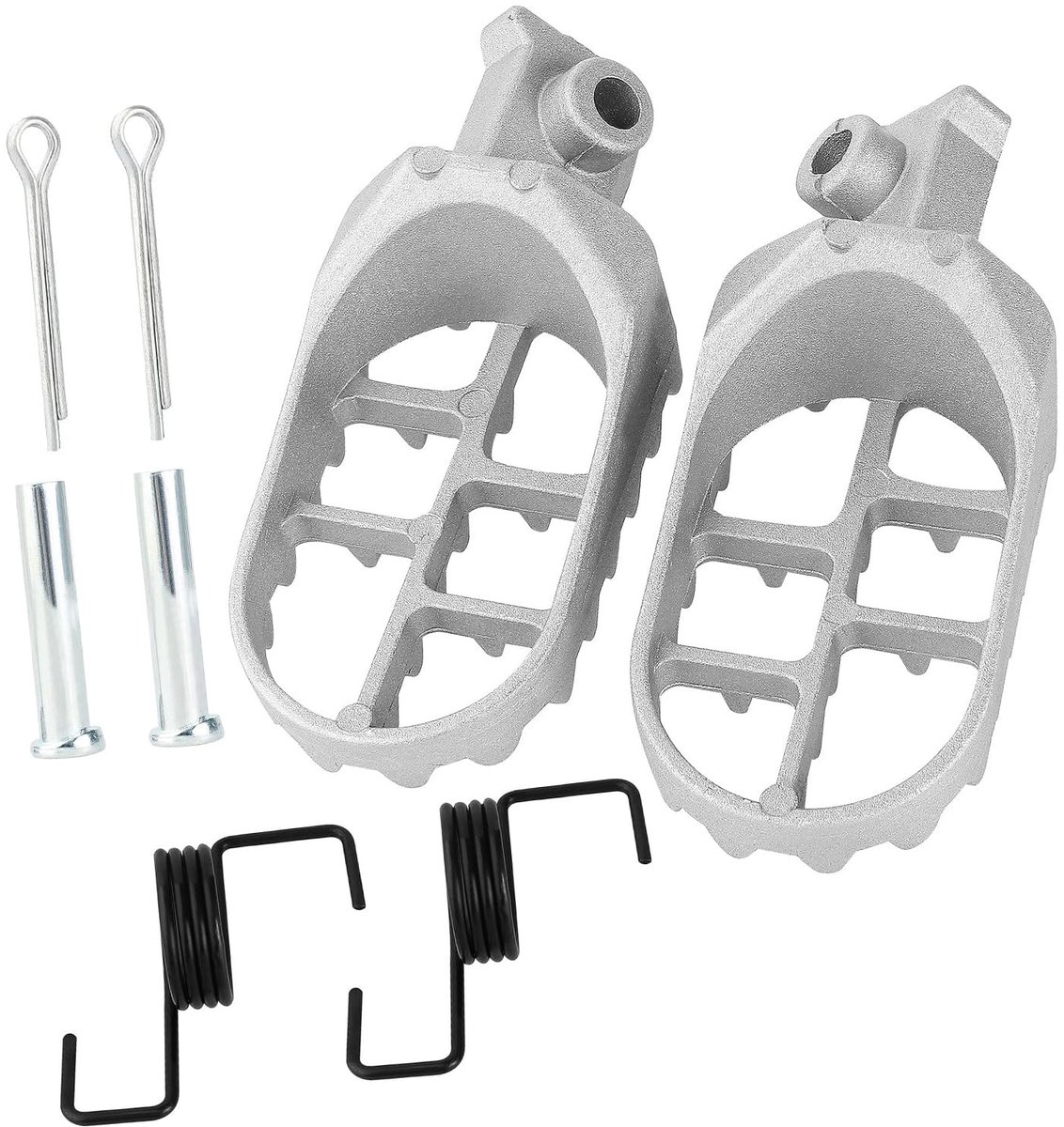 Voetsteunen voor Crossmotor - Aluminium 8mm - Zilver - 2 Stuks