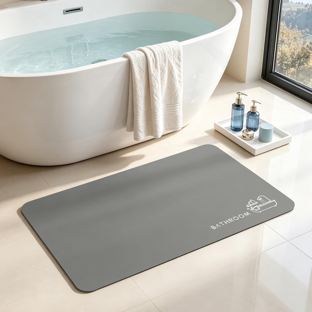 Badmat - Super absorberend en antislip - Grijs (40 x 60 cm)