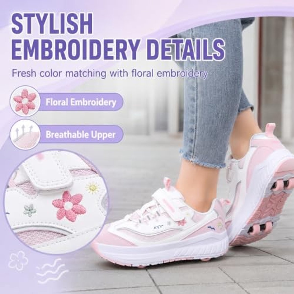 Meisjes Roller Skates LED Verlichting - 2-in-1 Wandelen en Rolschaatsen