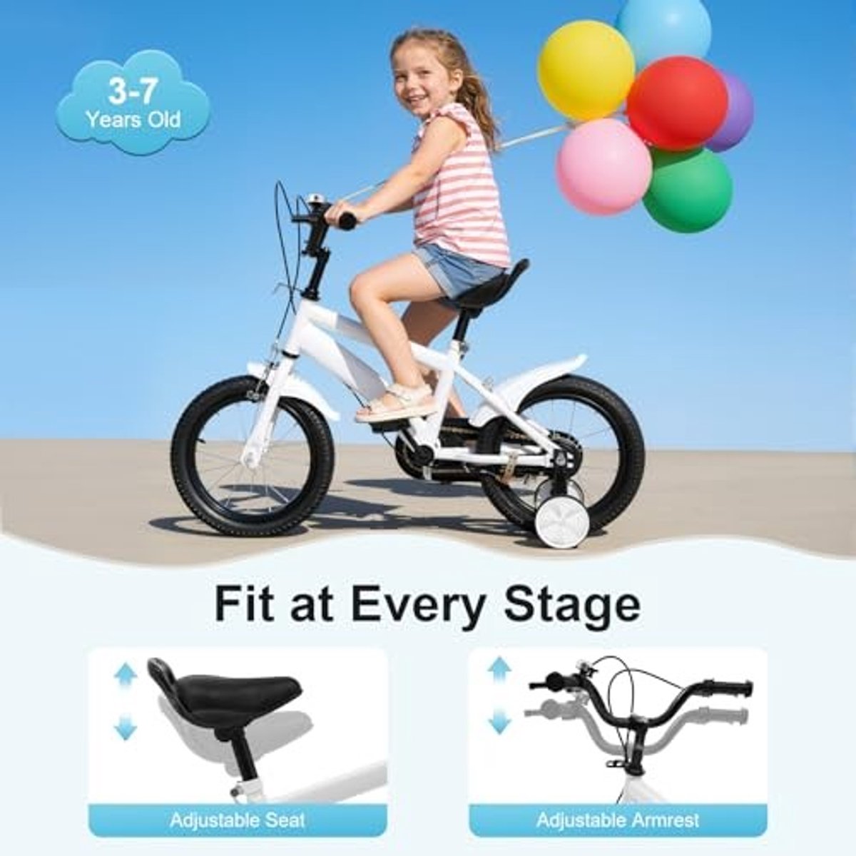 Kinderfiets 14 Inch Met Stabilisatoren en Verstelbaar Zadel