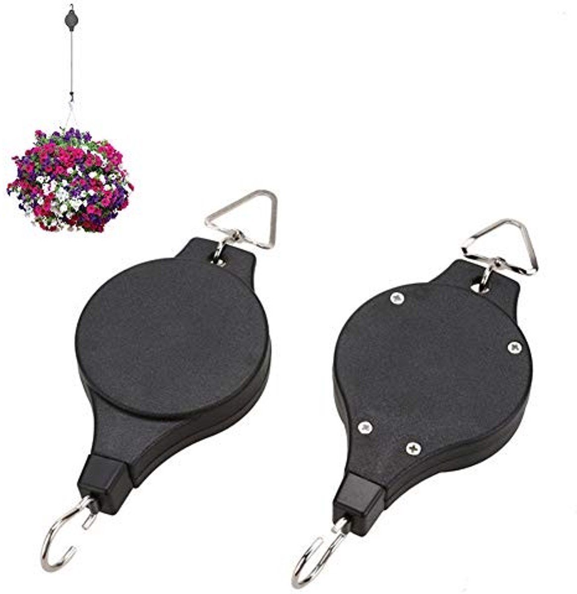 2 Stuks Telescopische Plant Roll Haak - Zwart