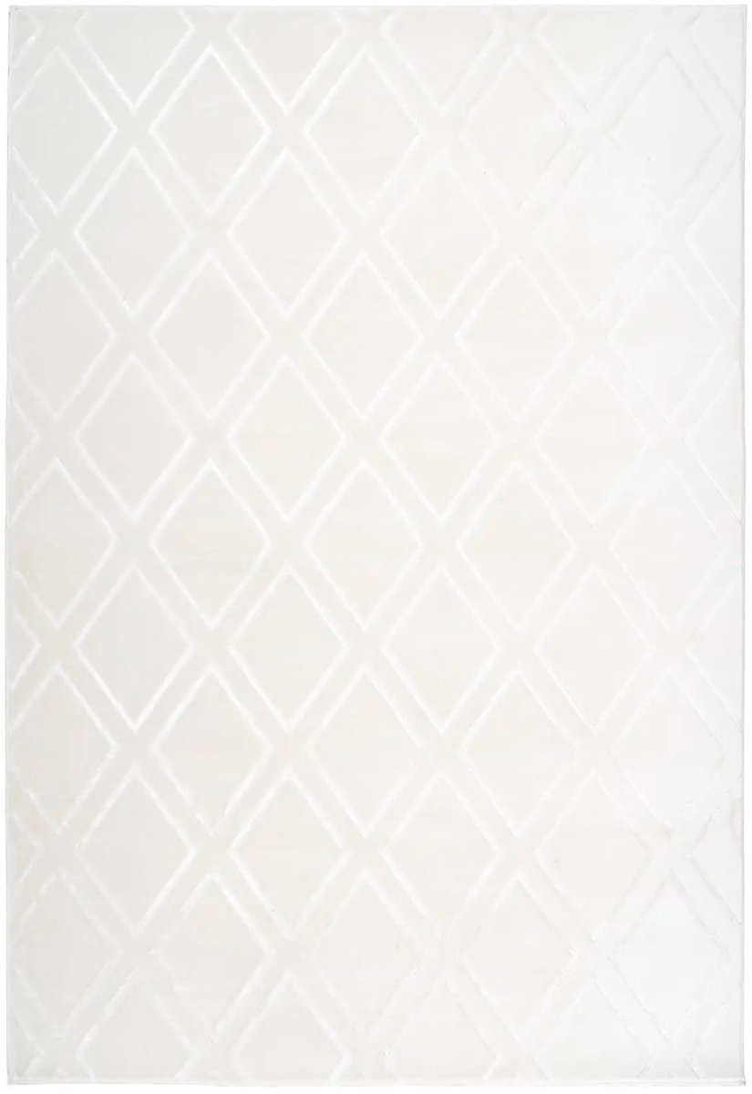 Dutch XXL Marokkaans Vloerkleed | Tapijt | Monroe | Ruiten | Wit | 80x150 cm
