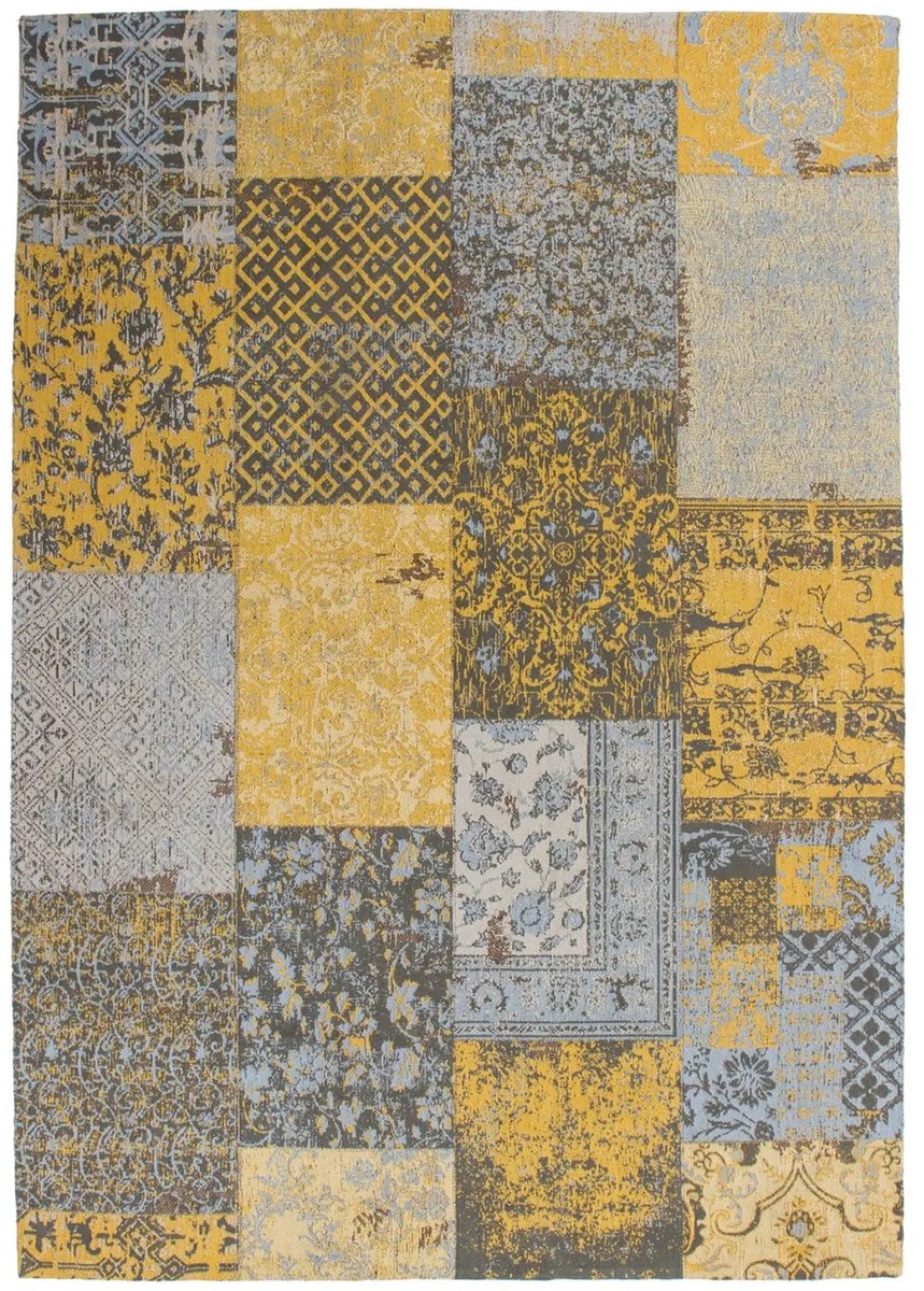 Dutch XXL Retro Vloerkleed | Tapijt | Symphony | Patchwork | Goud | 200x290 cm