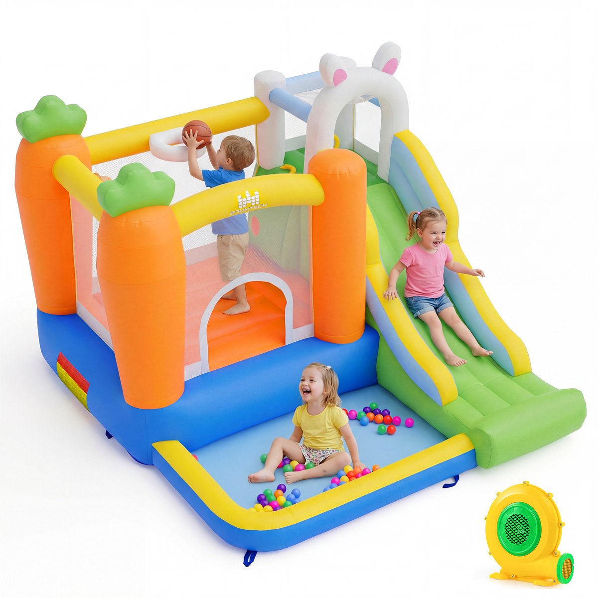 SureDeal® - Kussen - Opblaasbaar Springkasteel - Glijbaan Ballenbad Elektrische - 38x21x37 cm - Geel