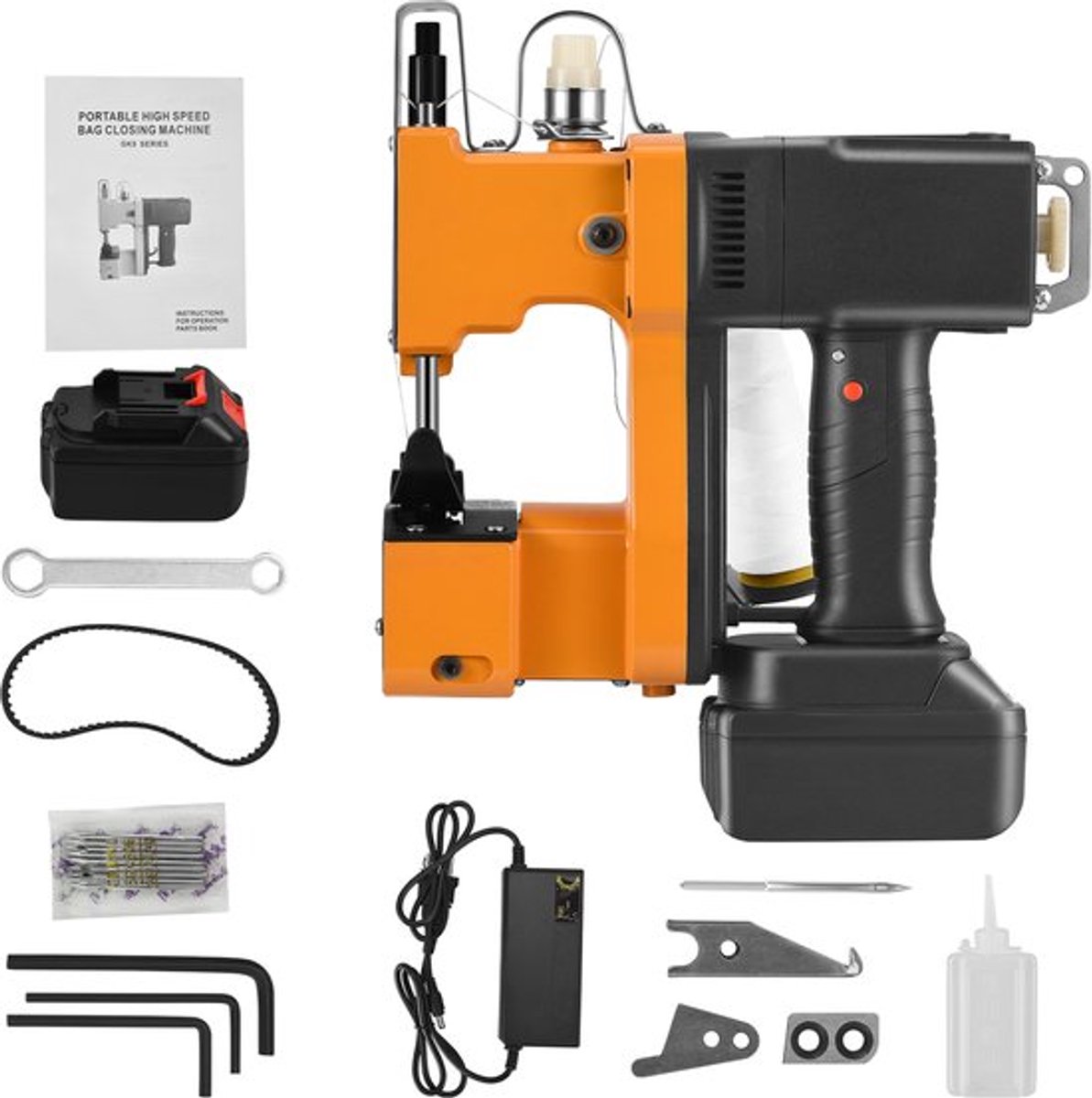 Elektrische Tas Naaimachine Enige Uitvoering - Lithium Batterij - Handheld - Industriële Verpakking - Voor Jute Canvas Stoffen Tassen
