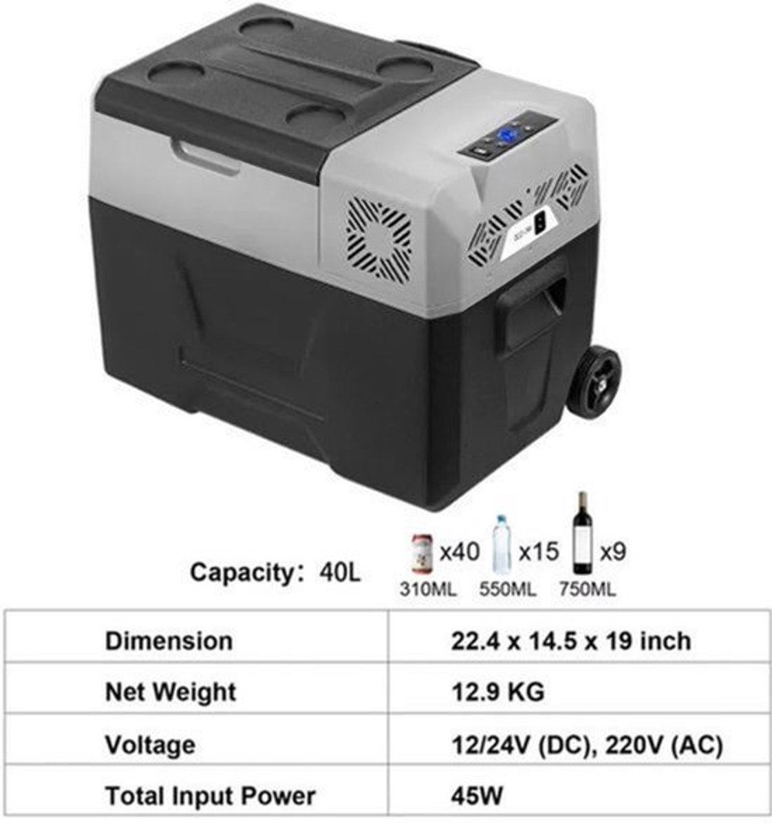 Auto Koelbox – Draagbare Koelkast – Mini Koelbox – Mobiele Koeler – Camping Koelbox – 40 Liter – -20°C Tot +20°C