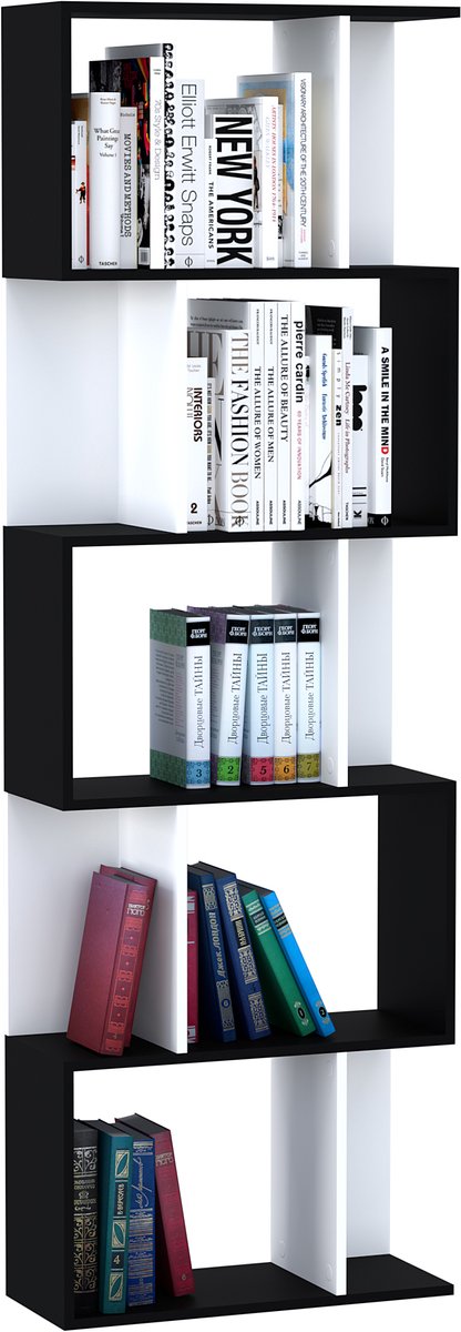 HOMCOM Boekenplank - Spaanplaat - 60x24x185cm - Zwart
