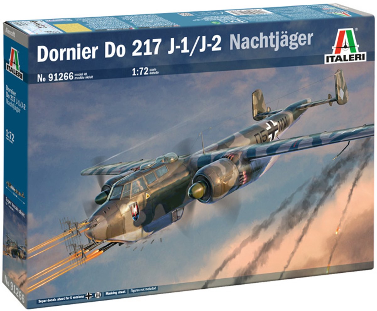 Italeri Modelbouwpakket Vliegtuigen - 91266 Dornier Do 217 J1/J2 Nachtjäger WWII - Duits Nachtjachtvliegtuig Plastic - 1:72 - Modelbouw