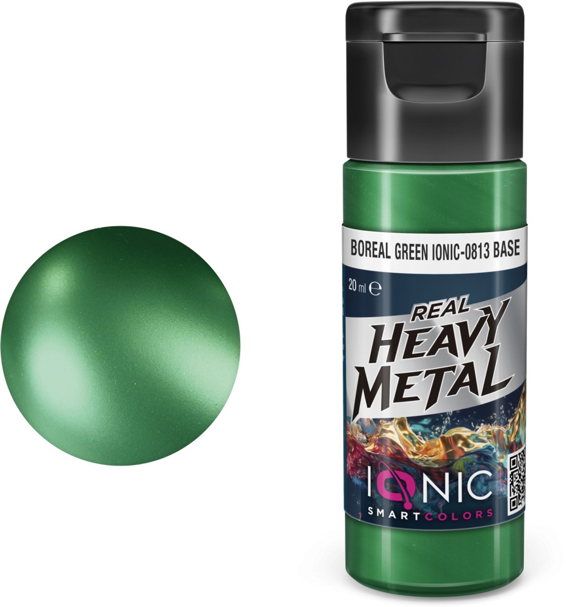AMMO by Mig Jimenez Hobbyverf Acrylverf - MIG IO0813 Ionic Smart Colors - Real Heavy Metal - Noorderlicht Groen - Base - Metallic Acryl - 20ml Verf potje - 20 ml