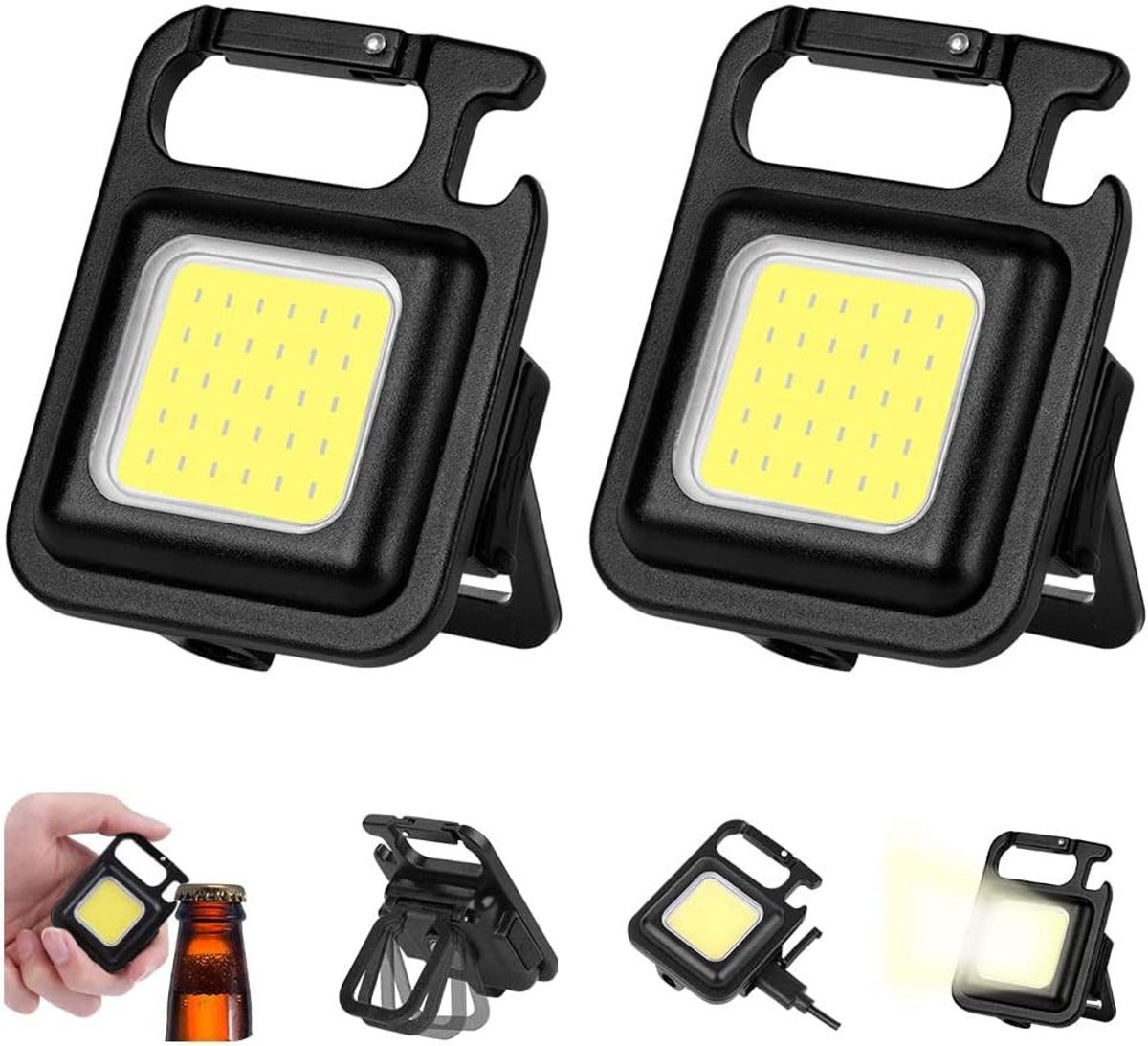 Militaire zaklamp - Zwart - Mini - Oplaadbare COB LED Zaklamp met Magneet en Haak - Voor Outdoor en Noodgebruik