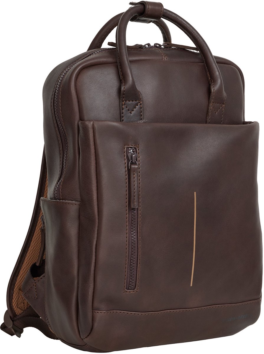 New Rebels Obsidian Miami Bruin Leren Laptoprugzak 13 inch Premium Werktas Schooltas Business 10 Liter Echt Leer