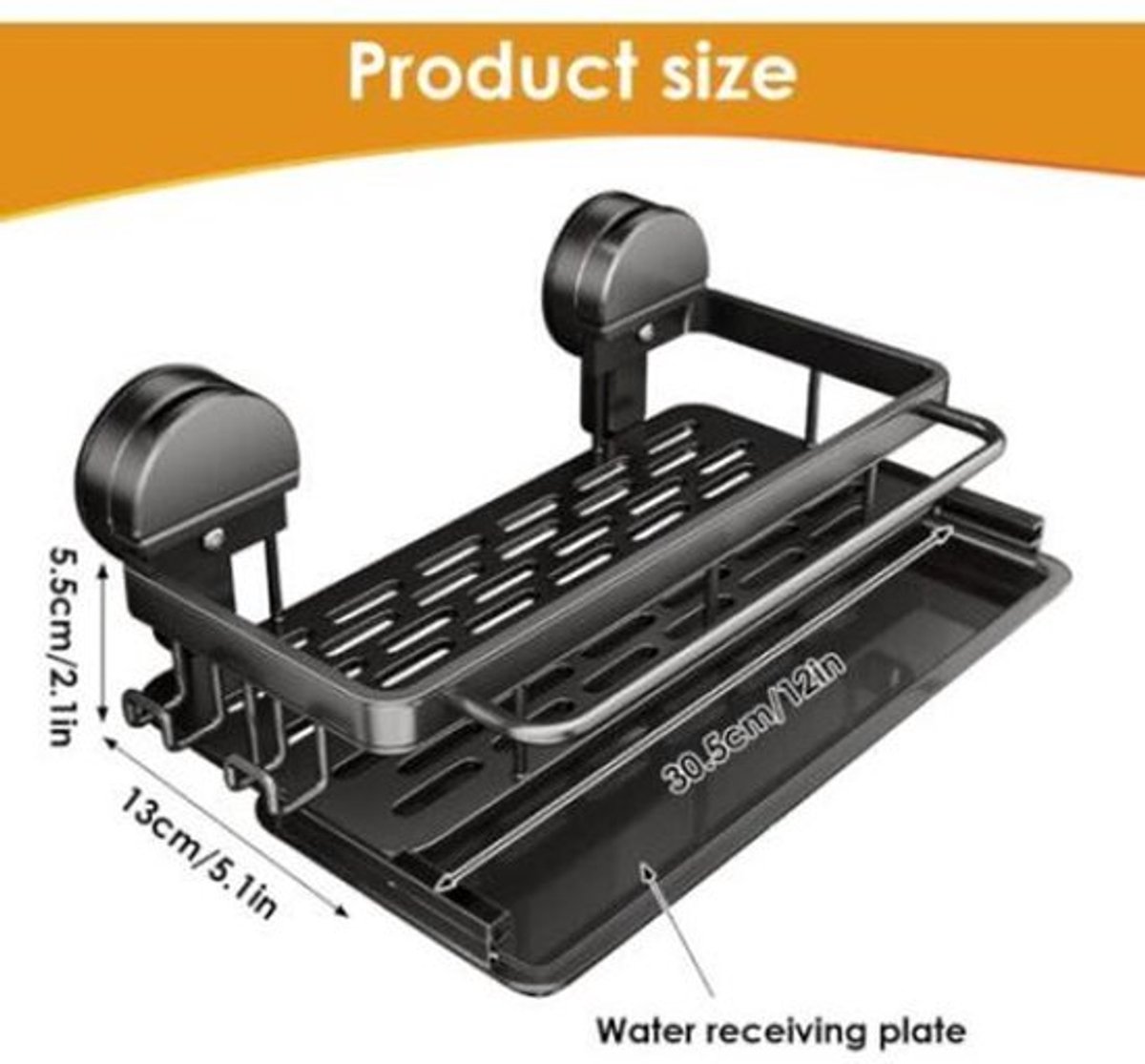 Opbergrek - Stellingkast - Opbergrek keuken - Keuken organizers - Kruidenrek - Keukenrek - Multifunctioneel opbergrek - Met zuignap - Met lekbak - Zonder Boren - voor badkamer & aanrecht en wasruimte - zwart