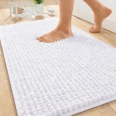 Olanly Badmat Antislip – Chenille Douchemat – Badmat Badkamer – Super Absorberend Deuropmat – Wit – 51X76cm