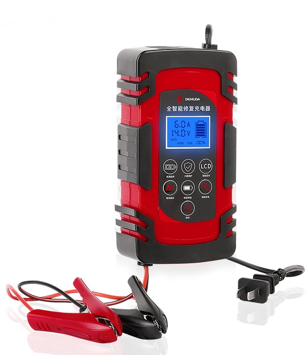 Volautomatische slimme acculader - 12/24V - Servicemodus - Geschikt voor auto's/motorfietsen/scooters/boten/campers