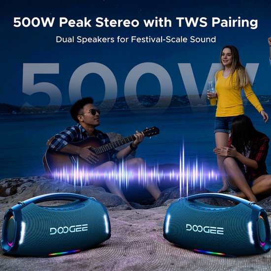 DOOGEE Wild Boom Pro - Bluetooth Speaker - Draadloze Bluetooth Speaker met Afneembare Draagriem - Waterdicht - Blauw — afbeelding 5
