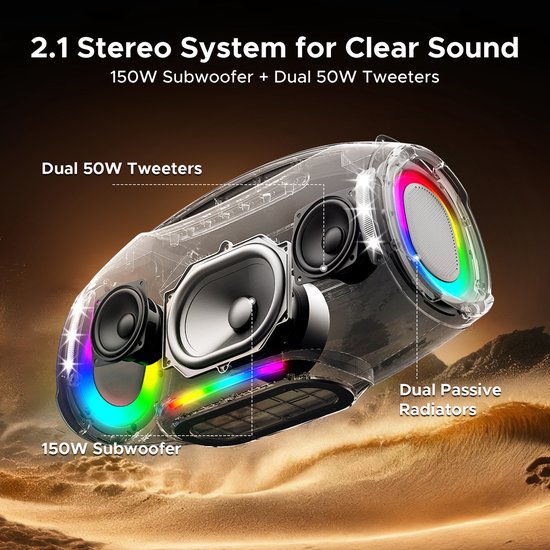 DOOGEE Wild Boom Pro - Bluetooth Speaker - Draadloze Bluetooth Speaker met Afneembare Draagriem - Waterdicht - Blauw — afbeelding 3