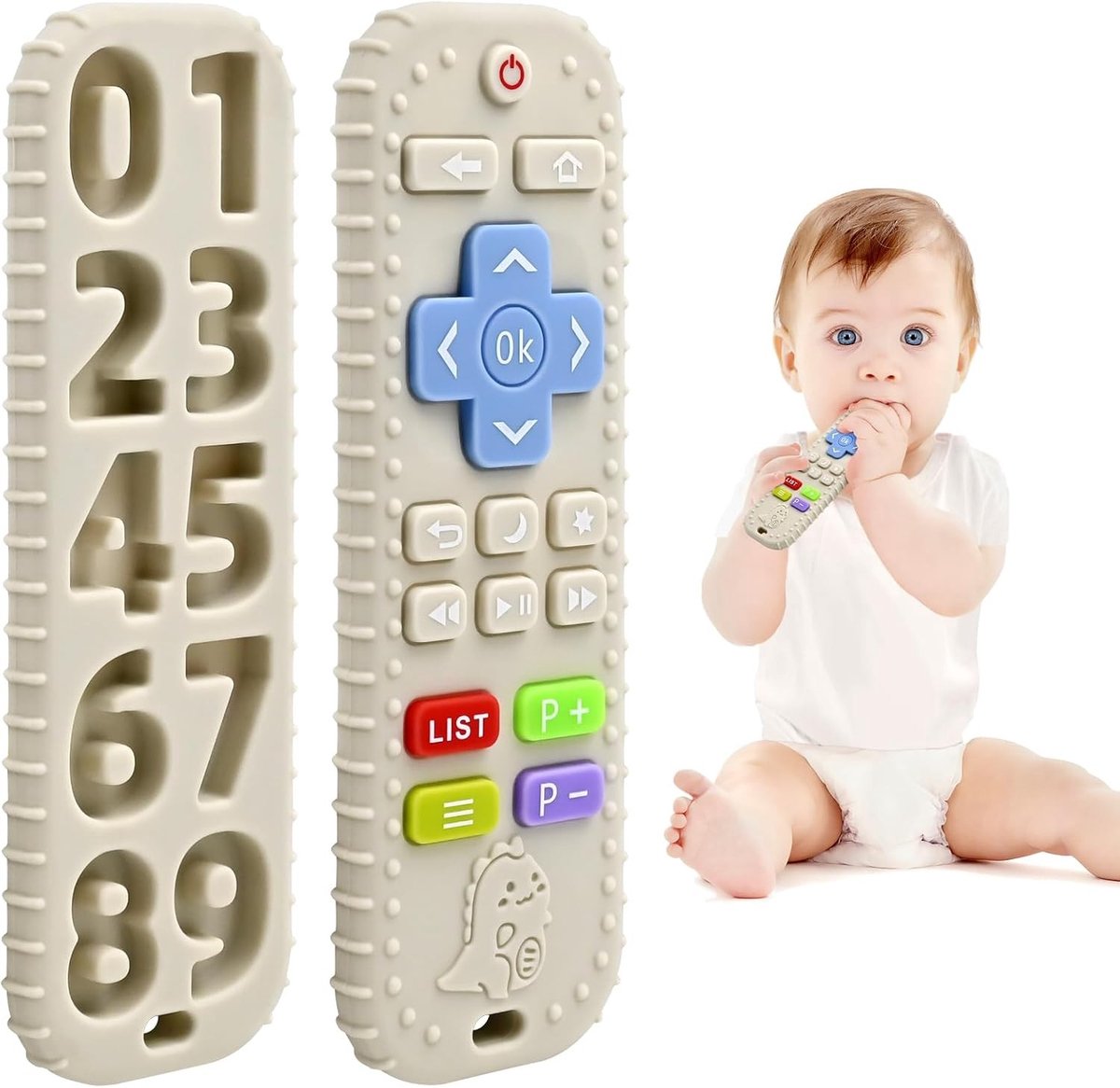 Bijtketting - Beige - Siliconen Babyspeeltje voor 3-6 Maanden - Veilig en Multifunctioneel Bijtspeelgoed voor Baby's