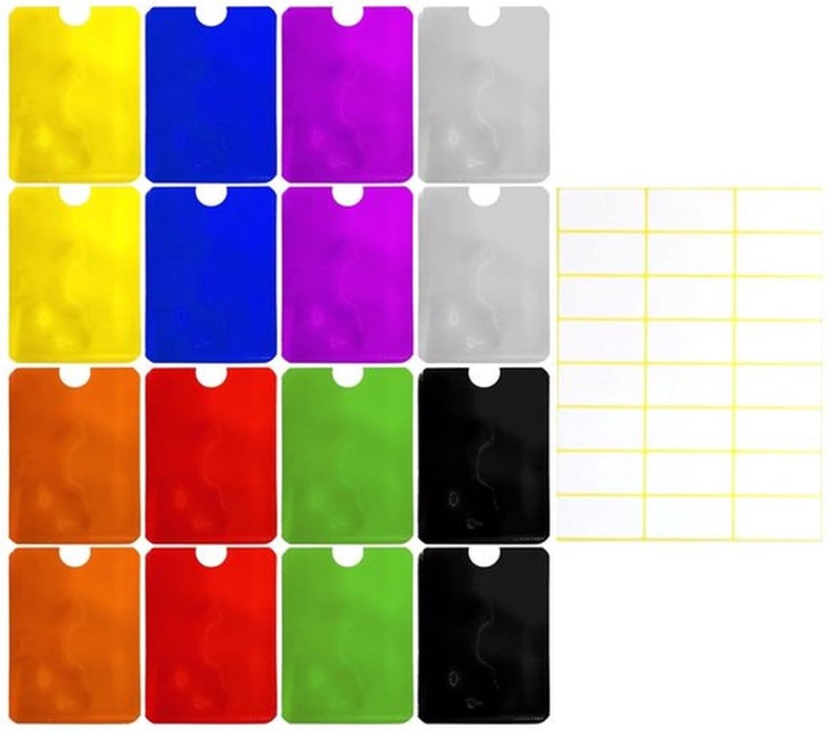 Kaarthouder 16 stuks - Anti-demagnetisering - ID-bescherming - Lichtgewicht - Verschillende kleuren - Afmetingen 6,2 x 9,1 cm - ID-houder