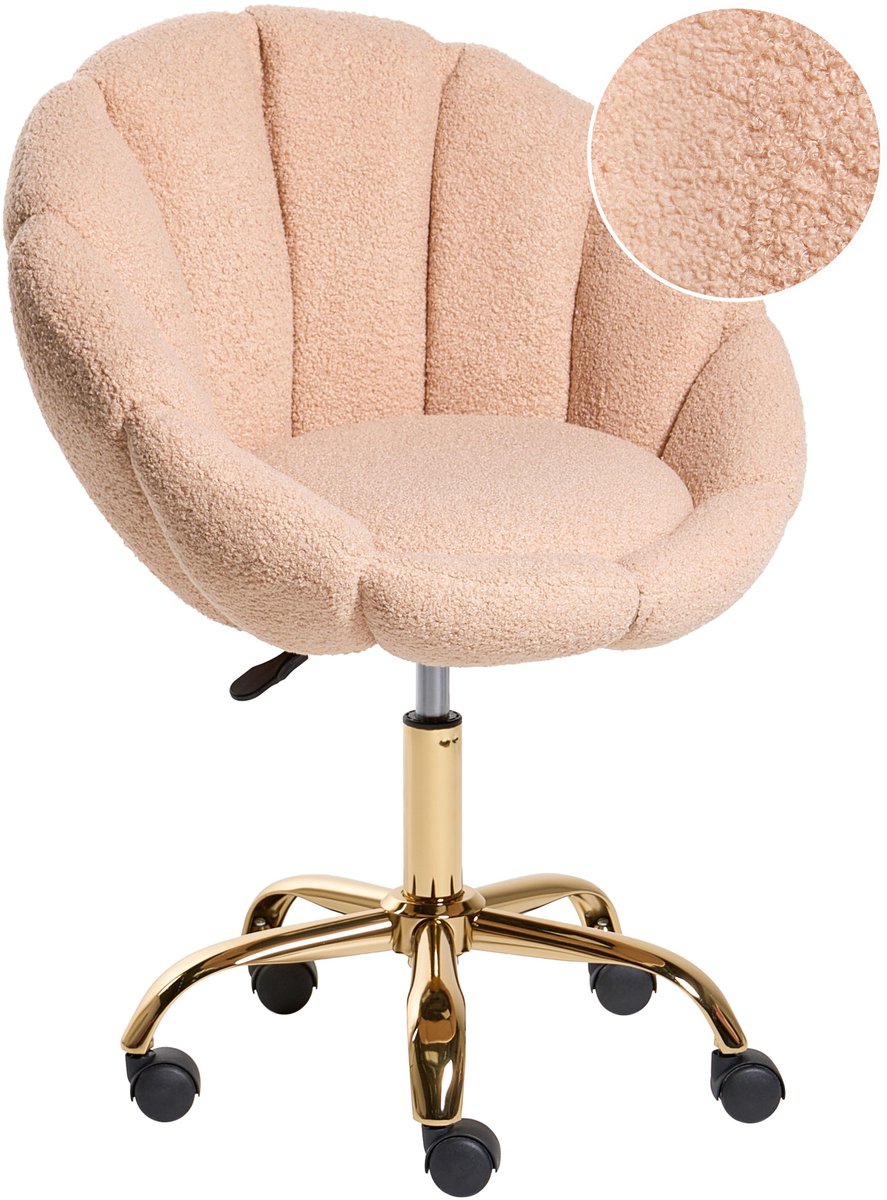 ANNABELLE - Bureaustoel - Perzikroze - Bouclé