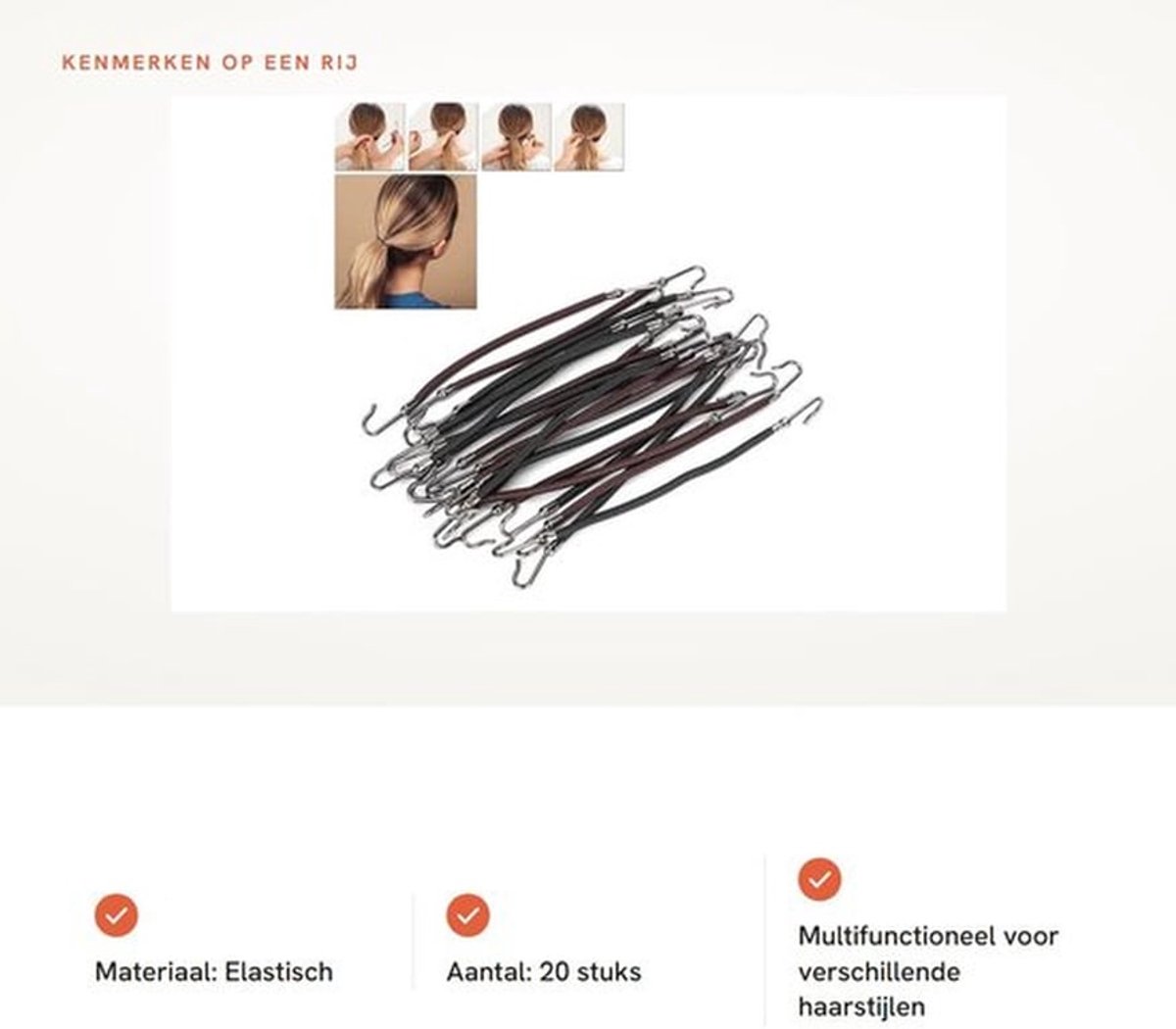 Paardenstaarthaken Flexibel Ontwerp - Haarklemmen - Haaraccessoires - Elastische Hoofdbanden - Multifunctionele Datakabels - 20 Stuks - Haarklem
