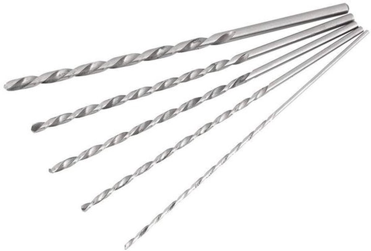 Schachtboor - Hout - Extra lang - HSS twistboor-kit gereedschap - 5 stuks - Hoge snelheid staal - Geschikt voor hout, kunststof, aluminium - 2-5 mm