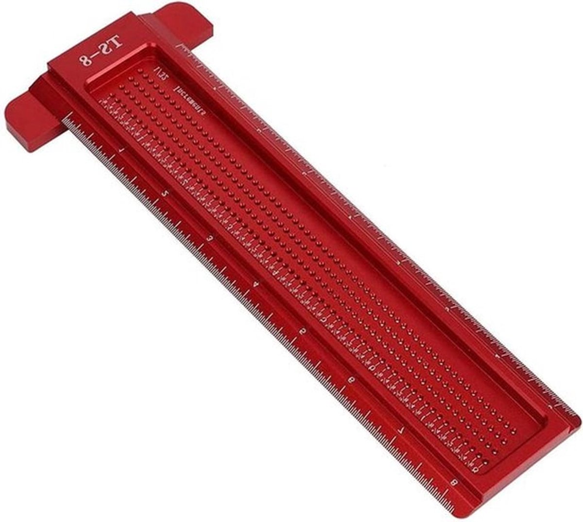Houtbewerkingsliniaal - Meetinstrument - Aluminium - Markering - Rood - TS-8 - Houtbewerking - Geschikt voor T-vormige gaten - Aluminiumlegering