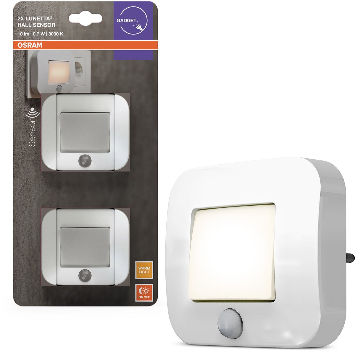 OSRAM nachtlamp wit, bewegingssensor, warmwit, 3000 K, polycarbonaat (PC) en acrylonitril-butadieen-styreen (ABS)