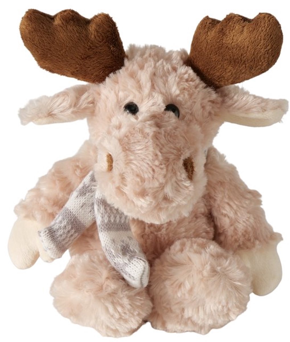 Boltze - Pluchen - Eland - Decoratie - Knuffel - Beige/Bruin - 20 cm - Zachte Winter- & Kerstdecoratie