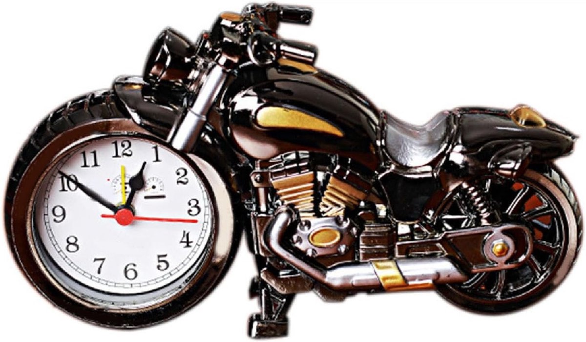Motorfiets Wekker - Zwart - 230 x 130 x 60 mm - Vintage Bureauklok van Kunststof - Voor Motorliefhebbers