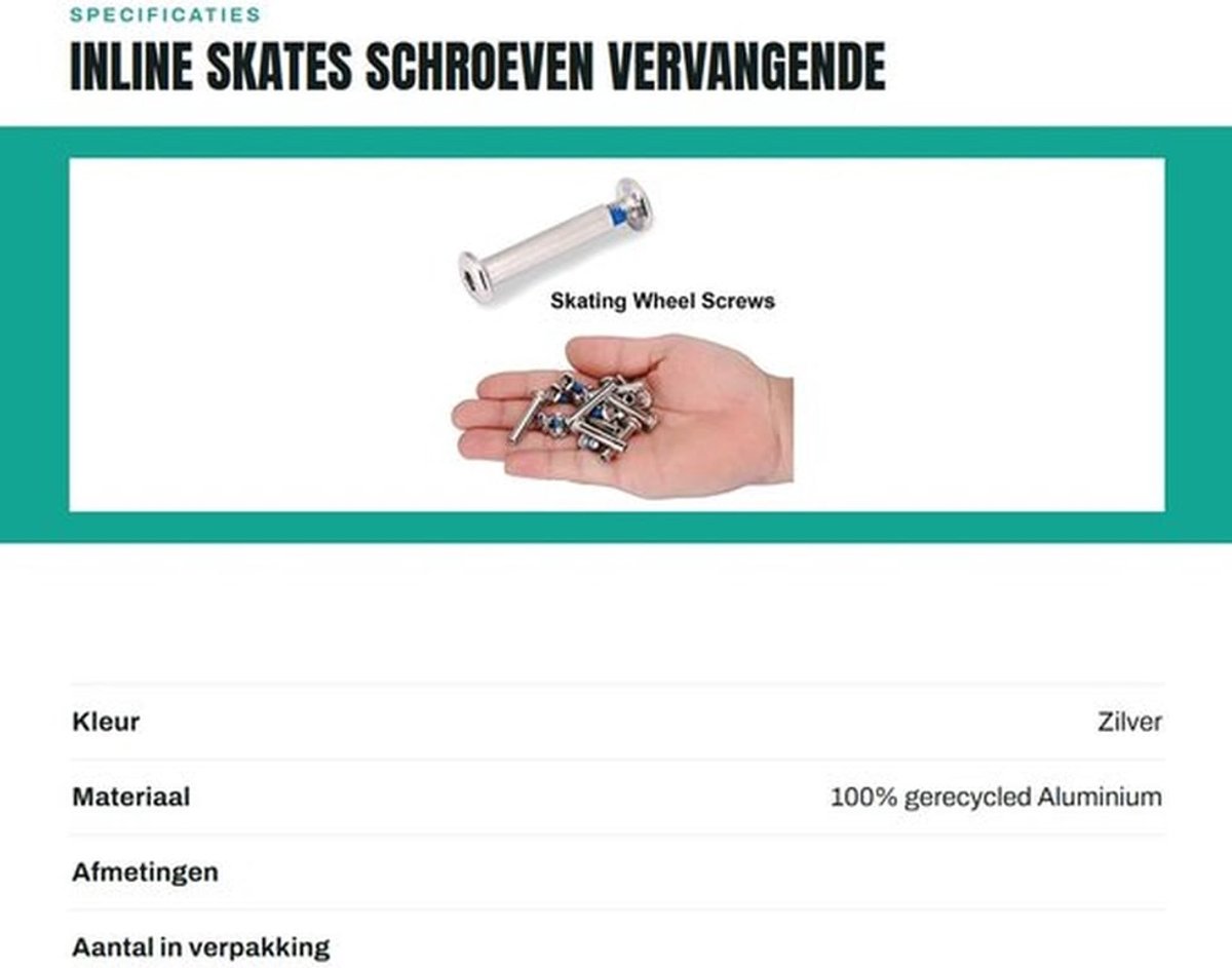 Skateschroeven set van 10 - Vervangende schroeven - Robuust en duurzaam - Voor kinderen/volwassenen - Inclusief 4 mm inbussleutels - Geschikt voor voor- en achterwiel - Rolschaatsen