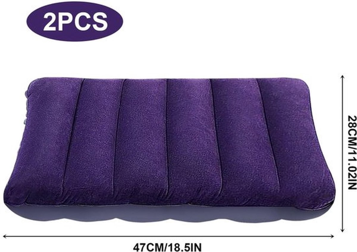 Opblaasbaar Kussen Waterdicht - 2 Stuks - Campingkussen - Lichtgewicht - Ultralicht - Comfortabel Luchtkussen 47cm x 30cm