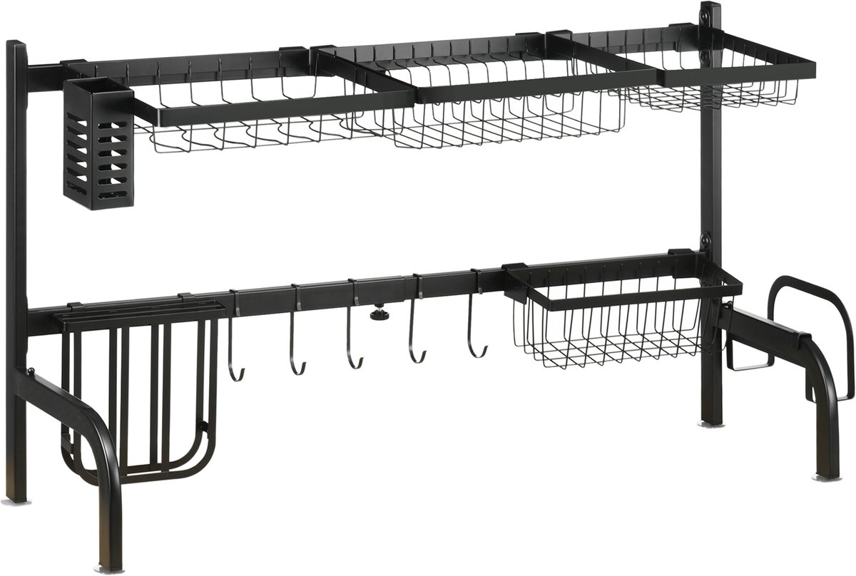 Afdruiprek - in lengte verstelbaar 51 - 93 cm - veel elementen - flexibele indeling - 93 x 30 x 52 cm - zwart