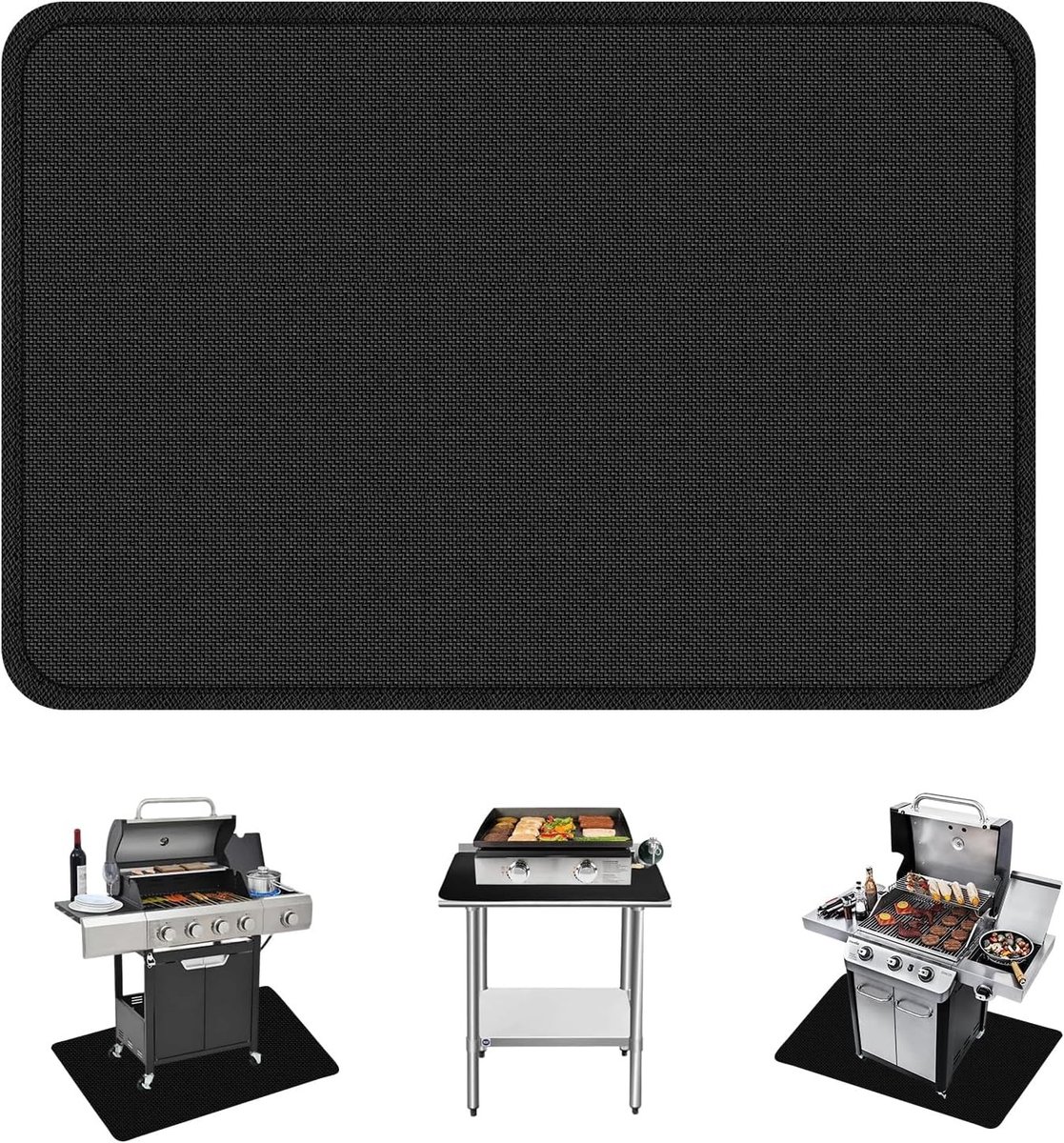 Warmteverdeler voor gasgrill - Grijs - 80 x 60 cm - Siliconen Glasvezel Hittebestendige Mat - Voor Buiten en Binnen