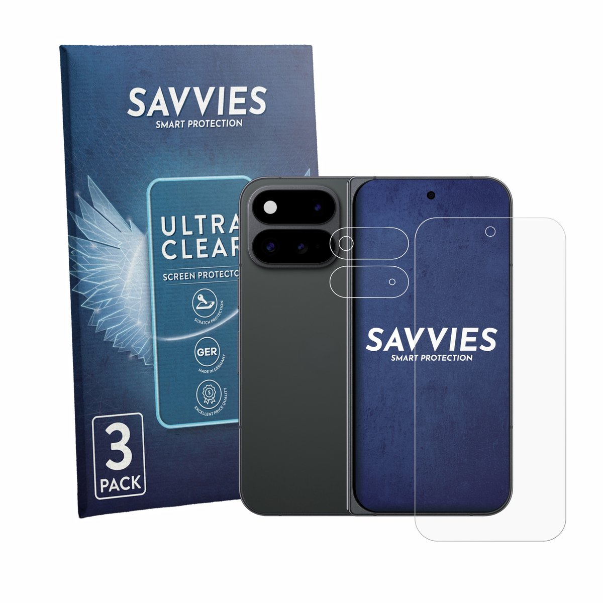 Savvies - Screenprotector voor Google Pixel 11 Pro Fold (Voor+Camera) - Folie Beschermfolie transparant 6 Stuks