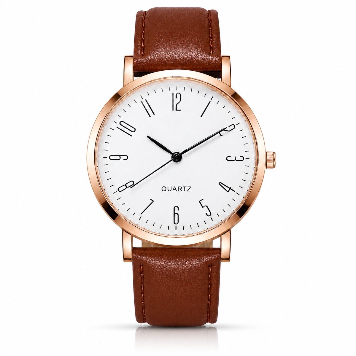 LGT JWLS Regent Bruin Wit Herenhorloge Roségoudkleurig met Bruine Band