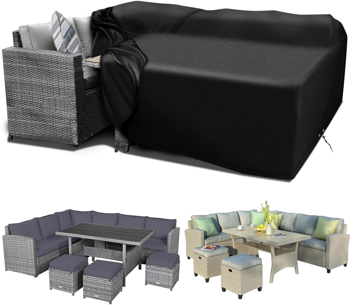 Famanu – Waterdichte tuinmeubelhoes, 300 x 300 x 90 cm, gemaakt van 420D Oxford-stof